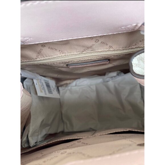 Michael Kors backpack jet set MK logo large chain backpack powder blush multi main image 11